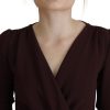 Elegant Brown Long Sleeve Wrap Dress - Image 4