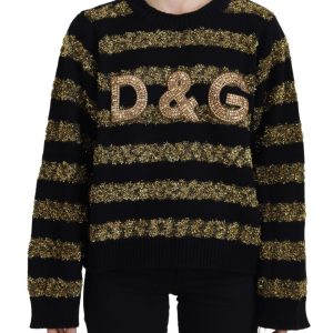 Elegant Black and Gold Crystal Sweater