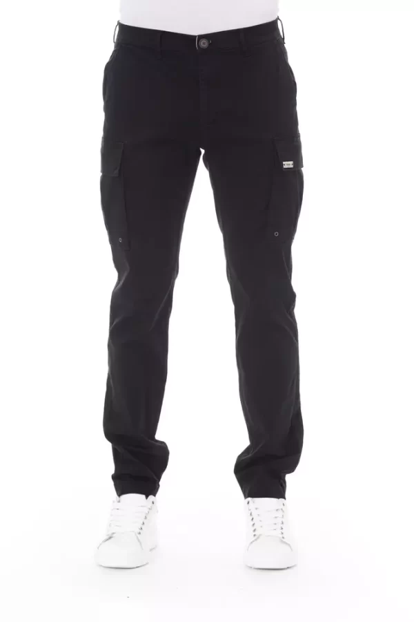 Sleek Black Cargo Trousers - Stretch Cotton Blend