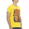 Yellow Cotton Men V-Neck T-Shirt - Image 2