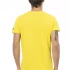 Yellow Cotton Men V-Neck T-Shirt - Image 3