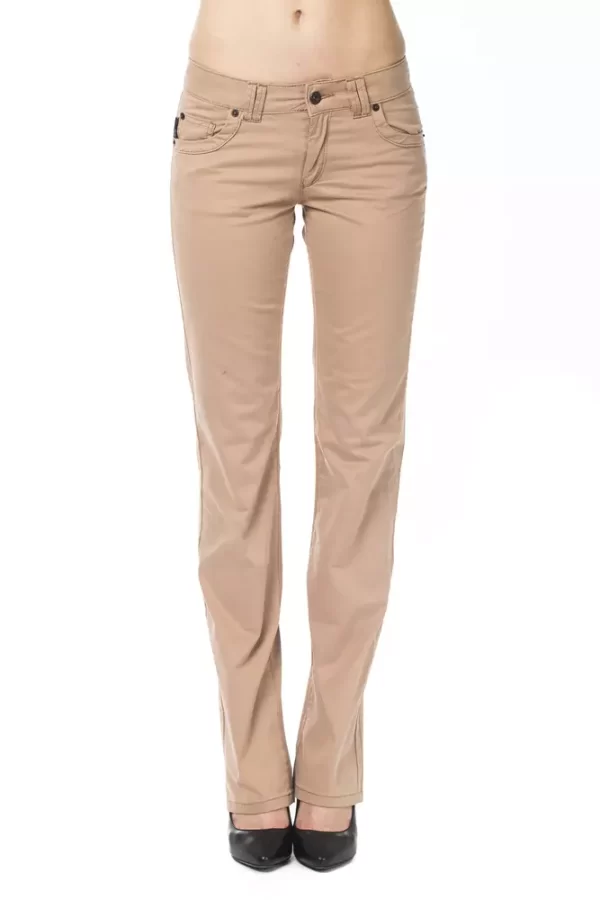 Beige Cotton Women Pants