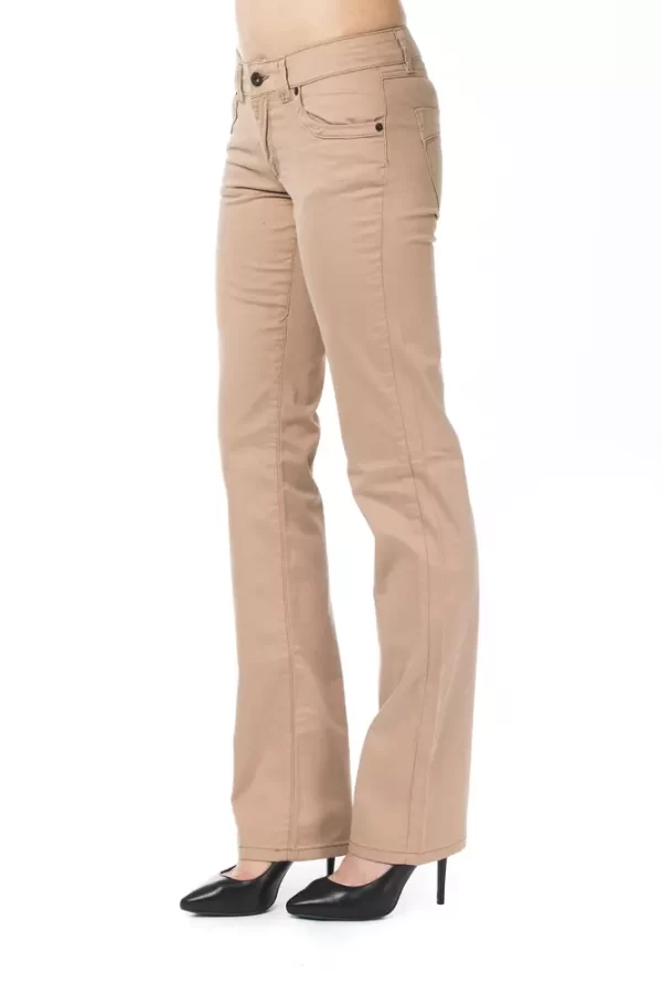 Beige Cotton Women Pants - Image 2
