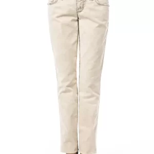 Beige Cotton Women Jeans