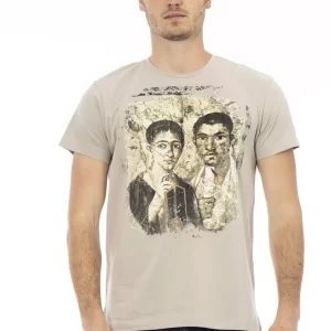 Beige Cotton Men T-Shirt
