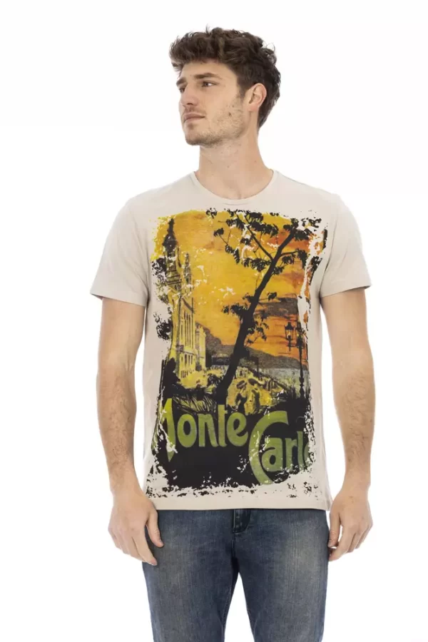 Beige Cotton Men T-Shirt