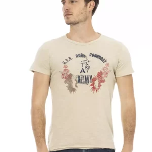Beige Cotton Men T-Shirt