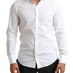Elegant White Cotton Martini Dress Shirt