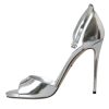 Silver KEIRA Leather Heels Sandals Shoes - Image 5