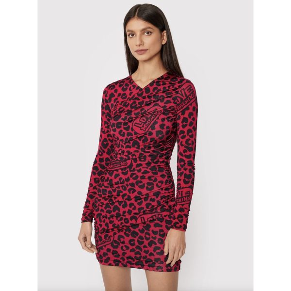 Chic Leopard Texture Dress in Pink and Black - Image 3