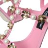 Pink Leather Embellished Heels Sandals Shoes - Image 8