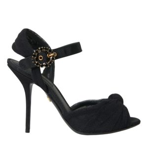 Black Suede Embellished Heels Sandals Shoes