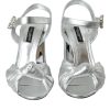 Silver Lambskin Leather Heels Sandals Shoes - Image 2