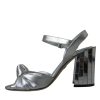 Silver Lambskin Leather Heels Sandals Shoes - Image 5