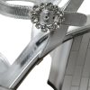 Silver Lambskin Leather Heels Sandals Shoes - Image 7