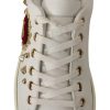 White Leather Gold Red Heart Sneakers Shoes - Image 2