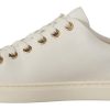 White Leather Gold Red Heart Sneakers Shoes - Image 4
