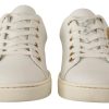 White Leather Gold Red Heart Sneakers Shoes - Image 6