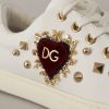 White Leather Gold Red Heart Sneakers Shoes - Image 7