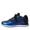 Blue Black Calf Hair Leather Sneakers Shoes - Image 5