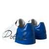White Blue Leather Logo Low Top Sneakers Shoes - Image 4
