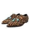 Brown Leopard Hair Crystal Dress Broque Shoes - Image 3