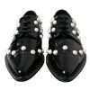 Black Leather Faux Pearl Dress Broque Shoes - Image 2