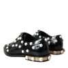 Black Leather Faux Pearl Dress Broque Shoes - Image 4