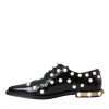 Black Leather Faux Pearl Dress Broque Shoes - Image 5