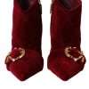 Dark Red Velvet Devotion Buckle Boots Shoes - Image 2