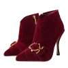 Dark Red Velvet Devotion Buckle Boots Shoes - Image 3