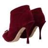 Dark Red Velvet Devotion Buckle Boots Shoes - Image 4