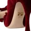 Dark Red Velvet Devotion Buckle Boots Shoes - Image 8