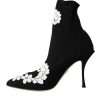 Black White Embroidery Slip On Boots Shoes - Image 5