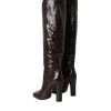 Brown Exotic Leather Heels High Boots Shoes - Image 4