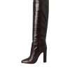 Brown Exotic Leather Heels High Boots Shoes - Image 5
