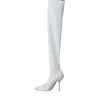 White Heels Stiletto Knee High Boots Shoes - Image 4