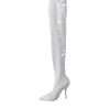 White Heels Stiletto Knee High Boots Shoes - Image 5