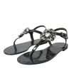 Black Crystal Flats Sandals Flip Flops Shoes - Image 3