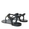 Black Crystal Flats Sandals Flip Flops Shoes - Image 4