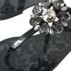 Black Crystal Flats Sandals Flip Flops Shoes - Image 7