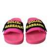 Pink Black Logo Beachwear Flats Sandals Shoes - Image 2