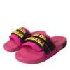 Pink Black Logo Beachwear Flats Sandals Shoes - Image 3