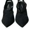 Black Lace Stretch Heels Slingbacks Shoes - Image 2
