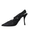 Black Lace Stretch Heels Slingbacks Shoes - Image 5