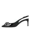 Black Patent Leather Crystal Slingback Shoes - Image 5