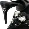 Black Patent Leather Crystal Slingback Shoes - Image 7