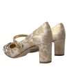 Gold Jacquard Crystal Mary Janes Pumps Shoes - Image 4