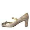 Gold Jacquard Crystal Mary Janes Pumps Shoes - Image 5