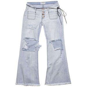 Blue Cotton Women's Flared Jeans